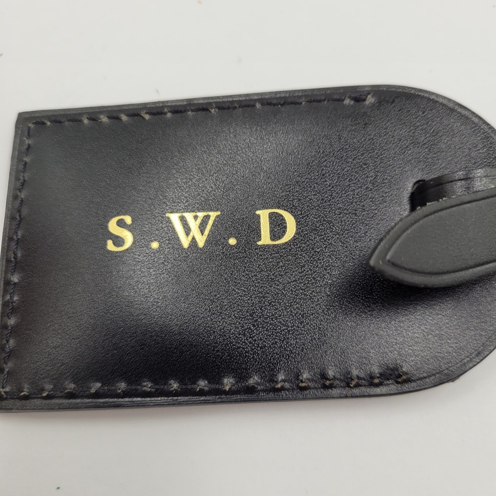 Louis Vuitton Black Leather Luggage Tag Personalized SWD Made in France - Picture 4 of 6